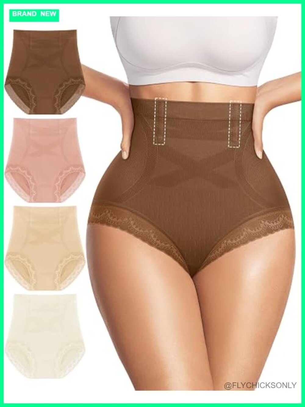 High Waisted Tummy Control Panties 4 Pack Lace Briefs Full Coverage Comfortable